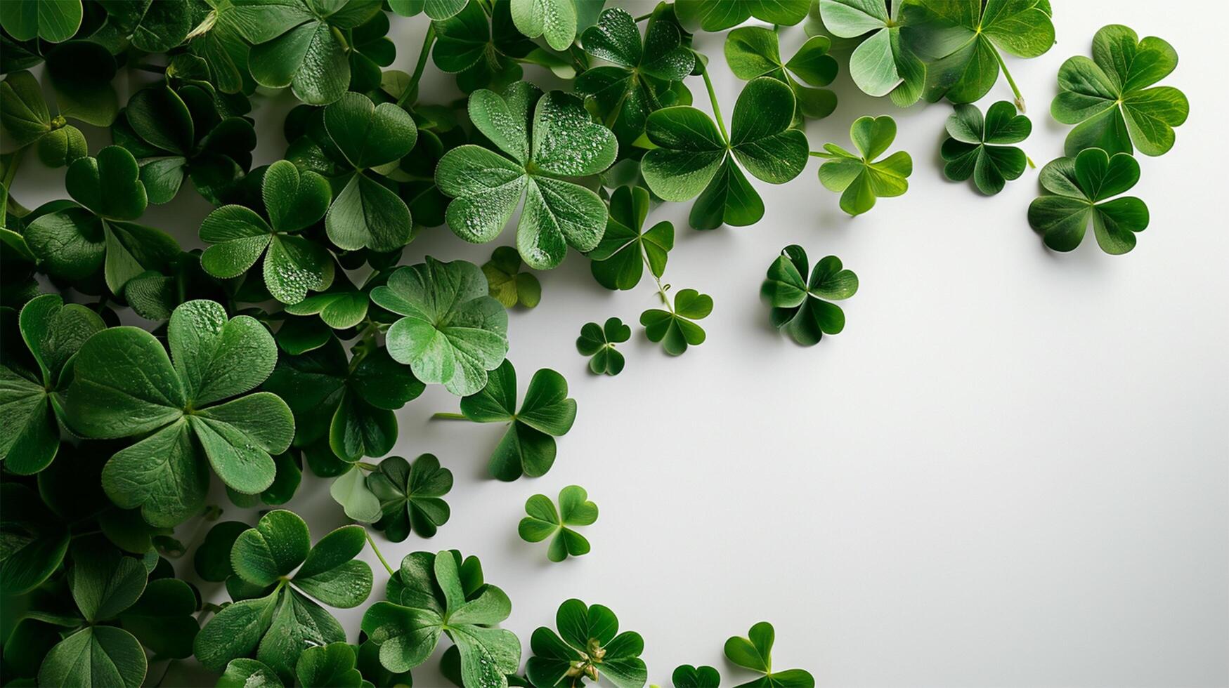 AI generated Green Shamrocks Displayed on Table with Isolation on White Background photo