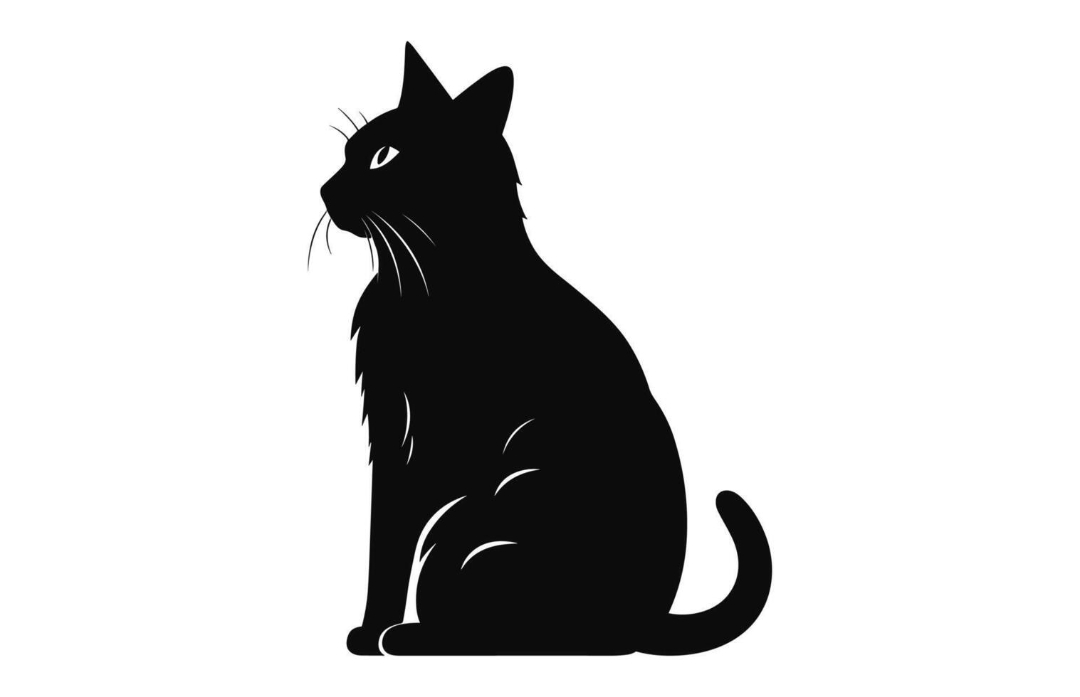 Cat Silhouette black Vector isolated on a white background