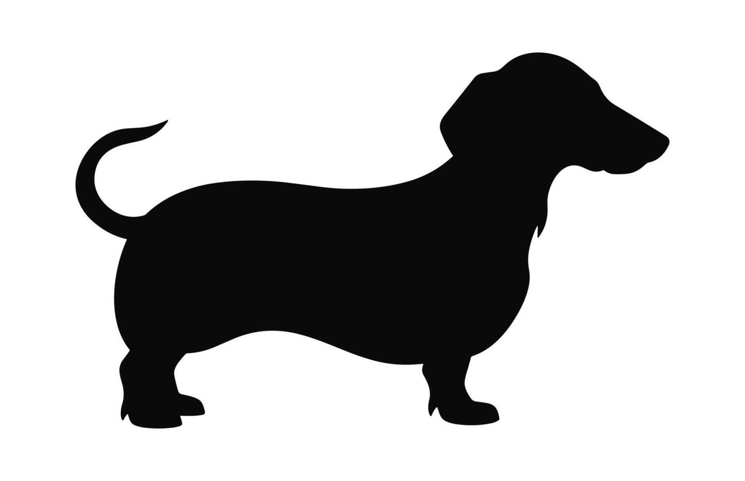 A Dachshund Dog black Silhouette vector isolated on a white background