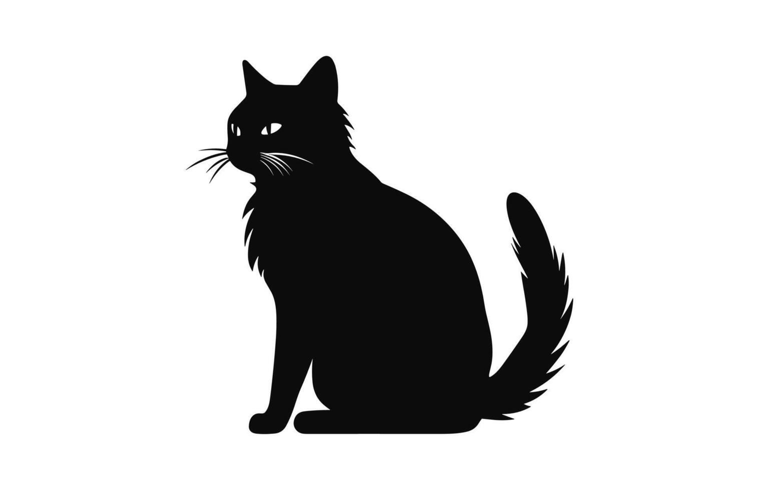 Cat Silhouette black Vector isolated on a white background