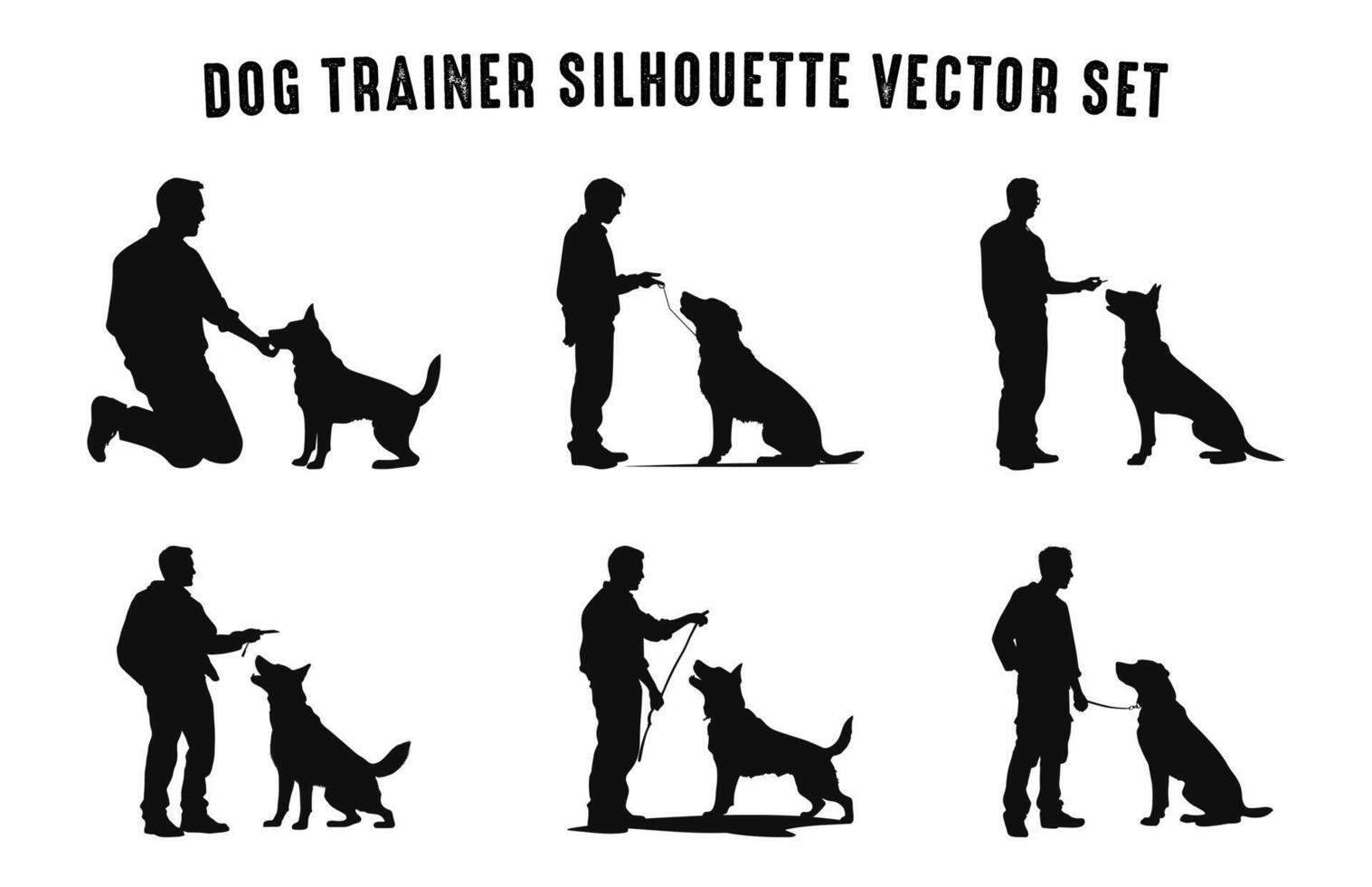Set of Dog Trainer Silhouettes Black Vector free