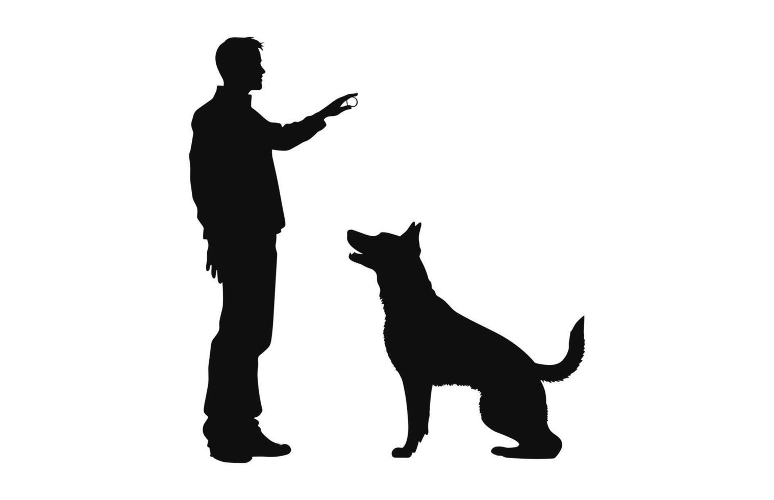 Dog Trainer black Silhouette vector isolated on a white background