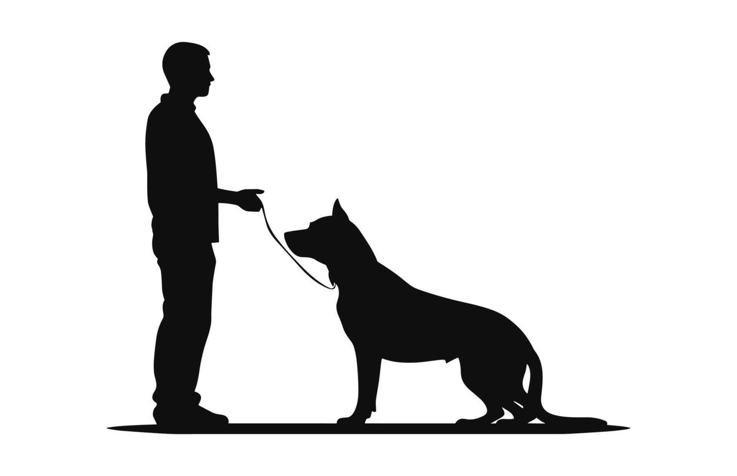 A Man training a dog Silhouette vector free