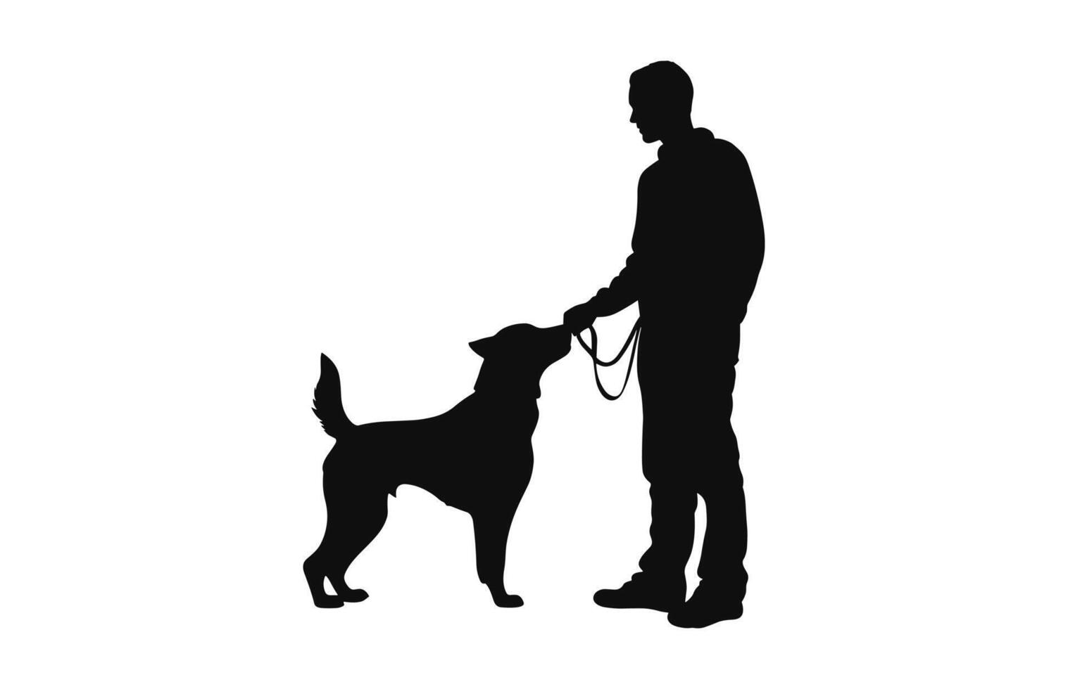 Dog Trainer black vector black Silhouette isolated on a white background