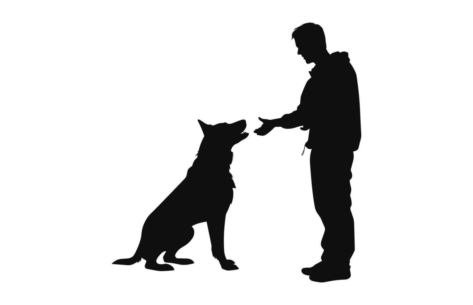Dog Trainer black Silhouette vector isolated on a white background
