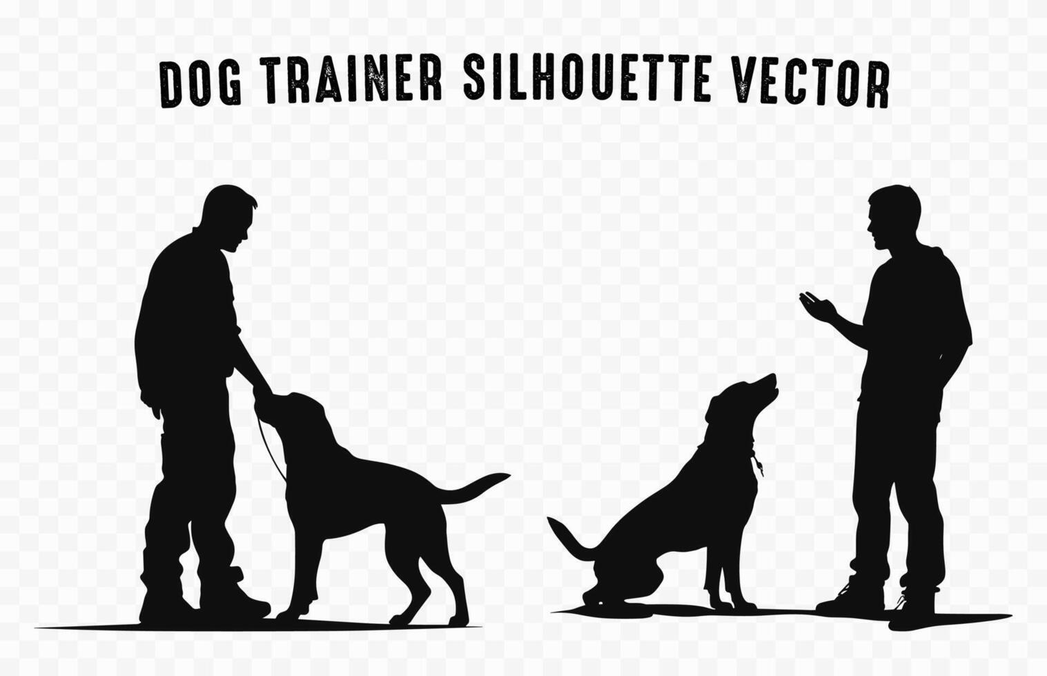 perro entrenador siluetas negro vector, hombre formación un perro silueta vector