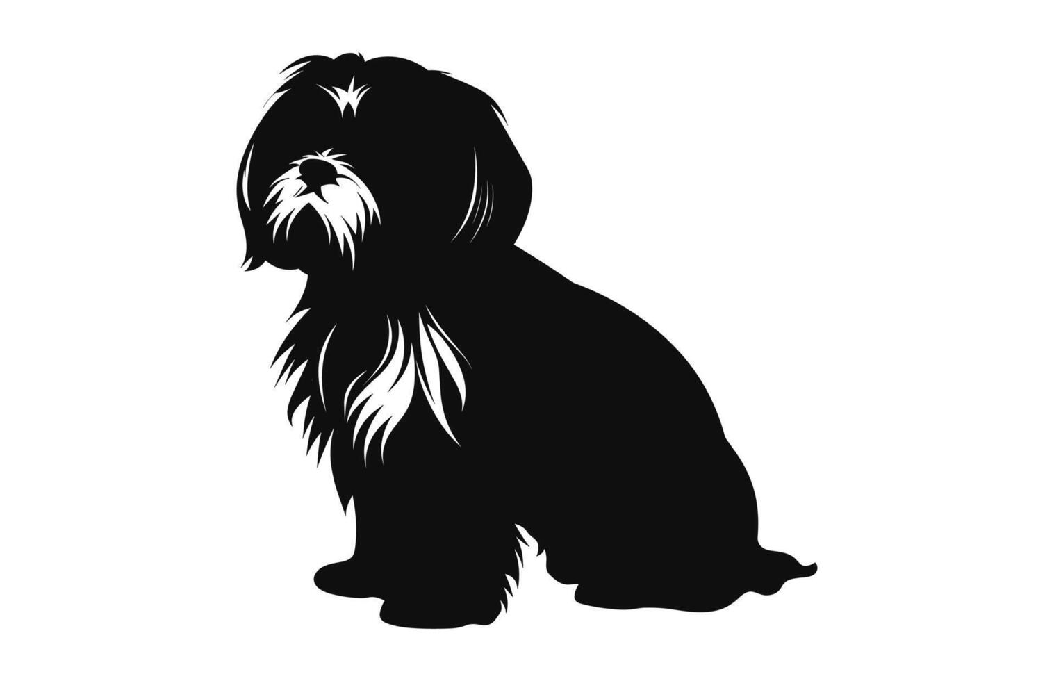 Shih Tzu Dog vector black Silhouette isolated on a white background