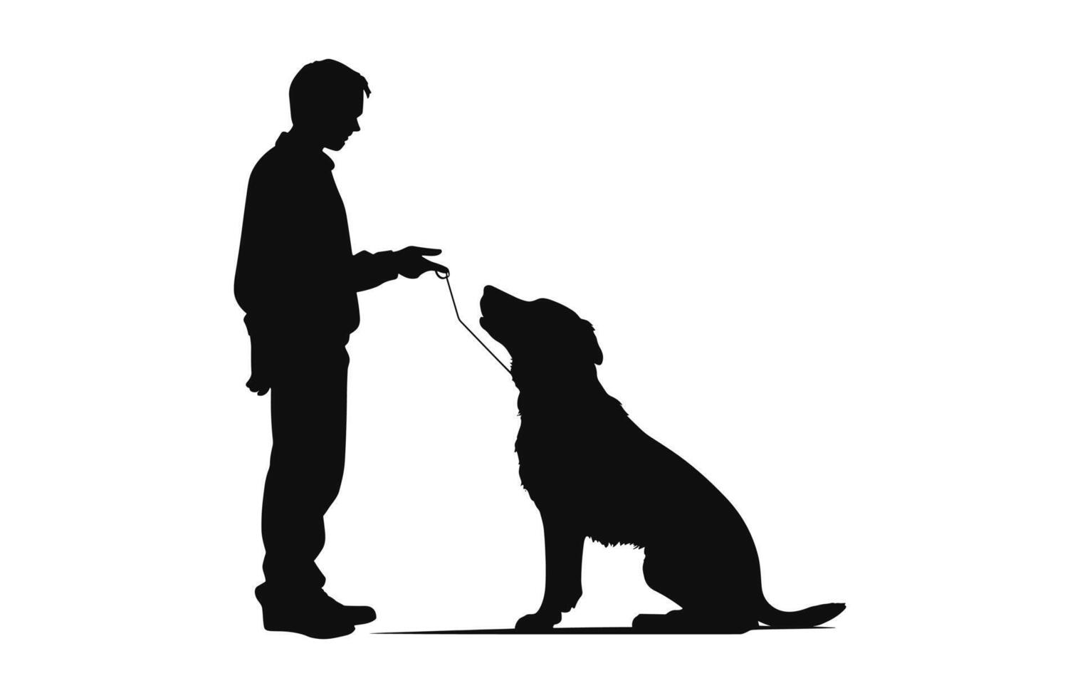 un hombre formación un perro silueta vector gratis