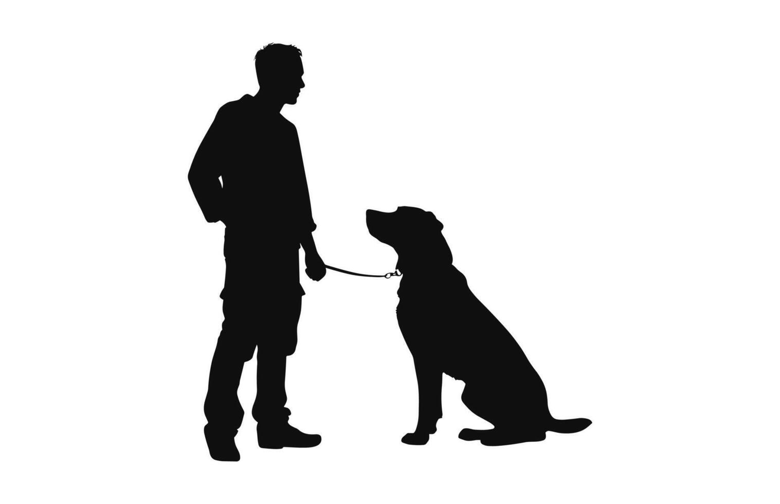 A Man training a dog Silhouette vector free