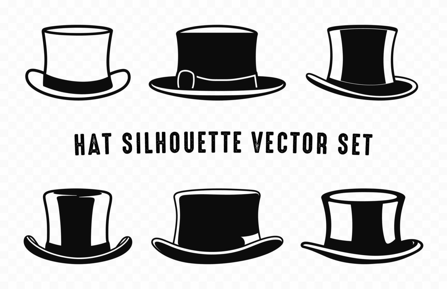 Hat Silhouette Vector Set, Various hats Silhouettes Collection