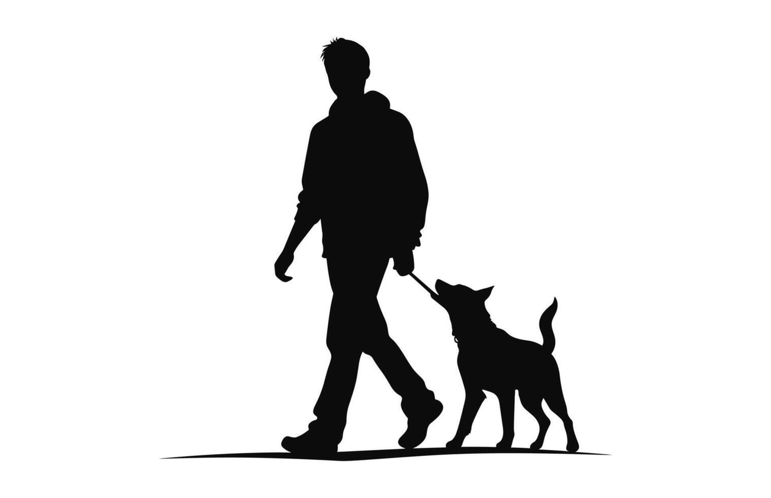 A Man Walking with Dog vector Silhouette free