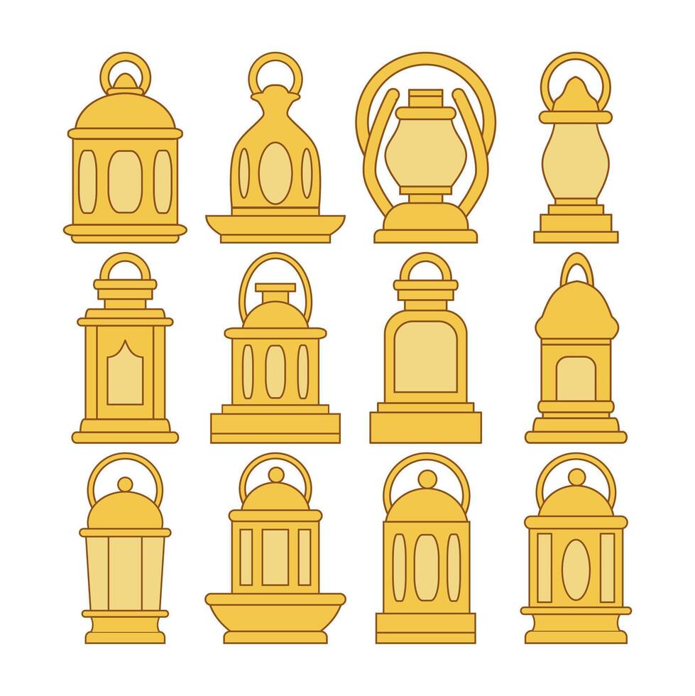 Lantern icons set. Flat set of lantern vector icons for web design