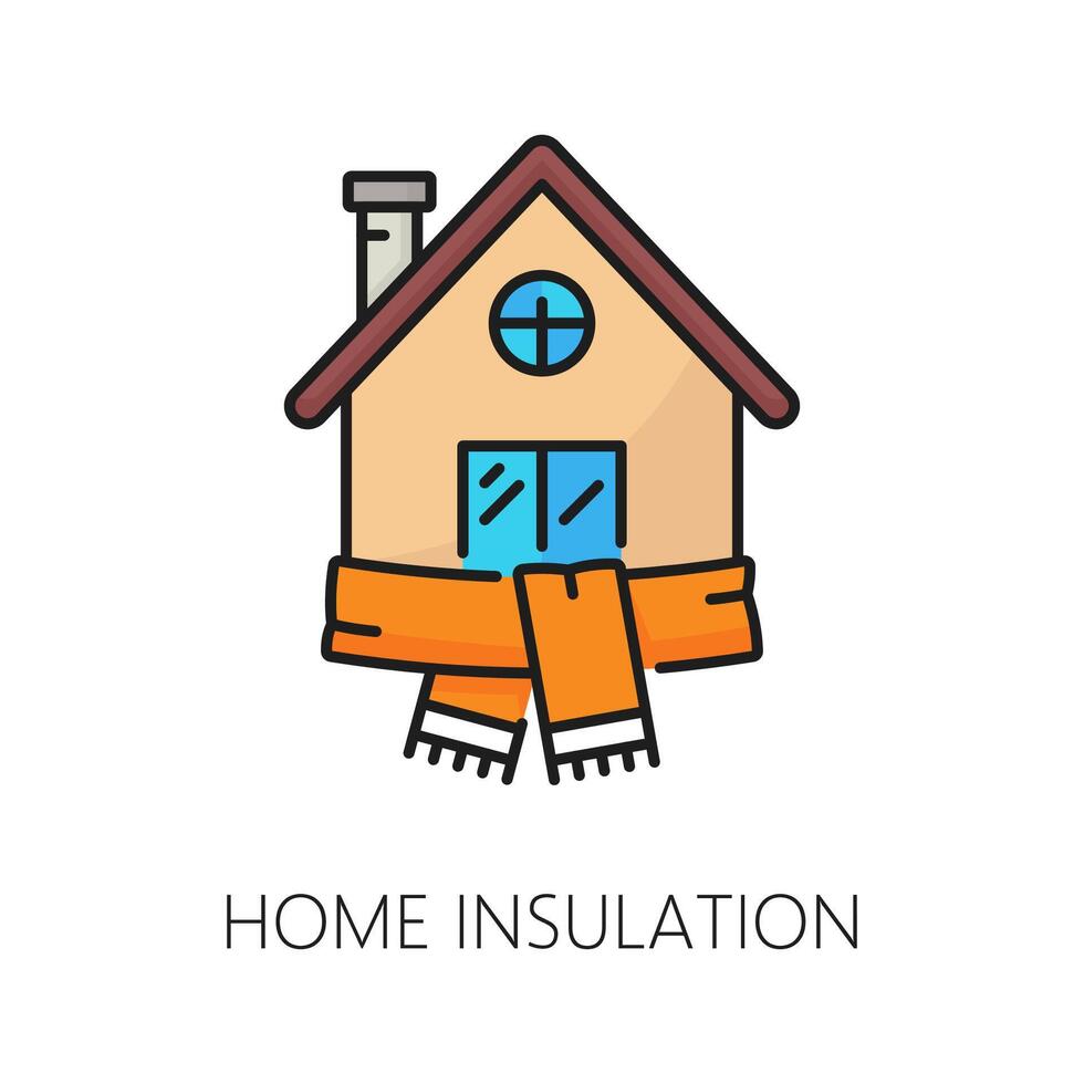 Home wall thermal insulation color line icon vector