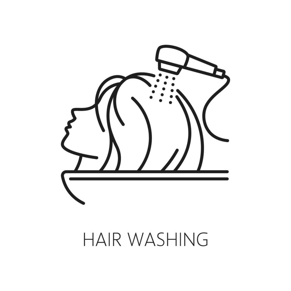 Hair care washing and treatment outline icon vector