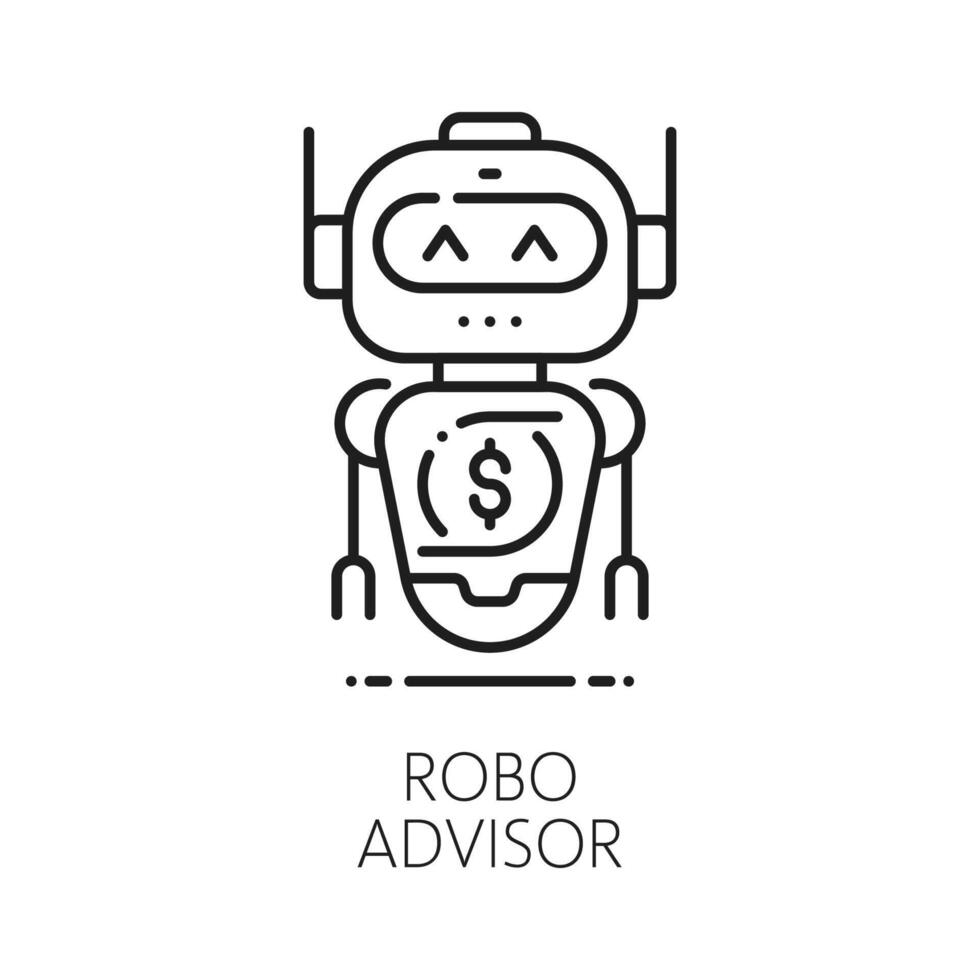 Internet robo advisor, fintech chat bot line icon vector