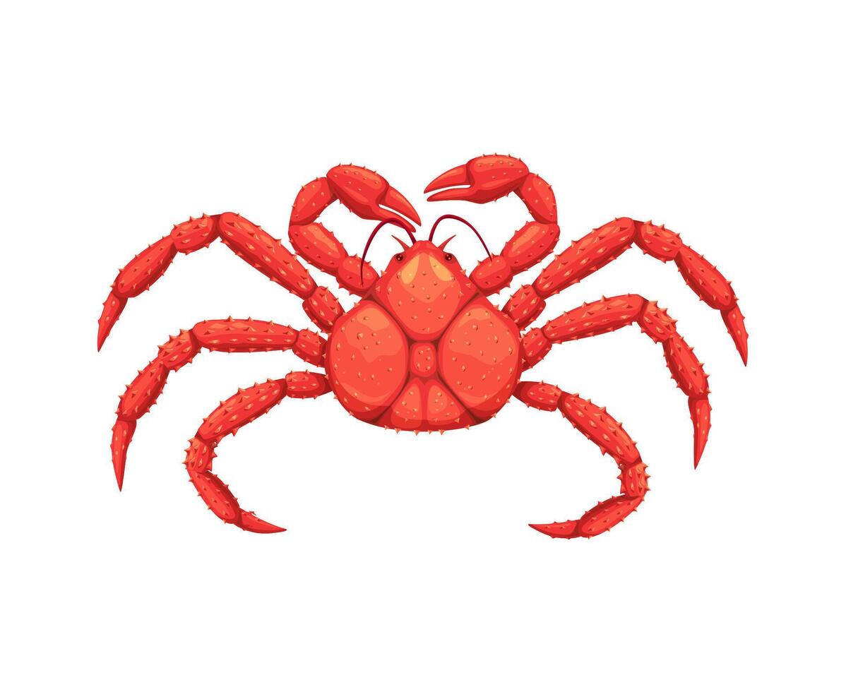 Cartoon seafood crab, sea food cuisine restaurant vector