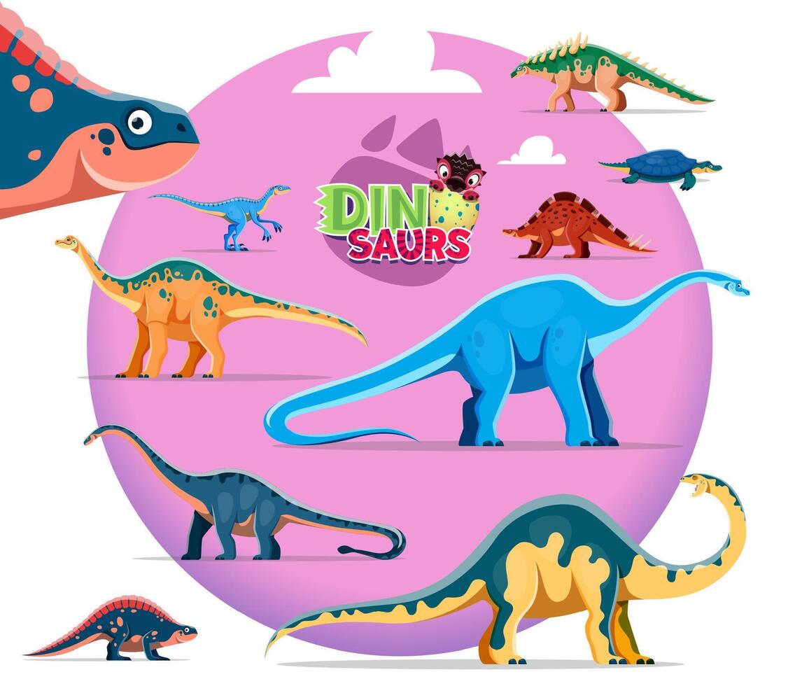 Cartoon dinosaurs cute characters collection vector