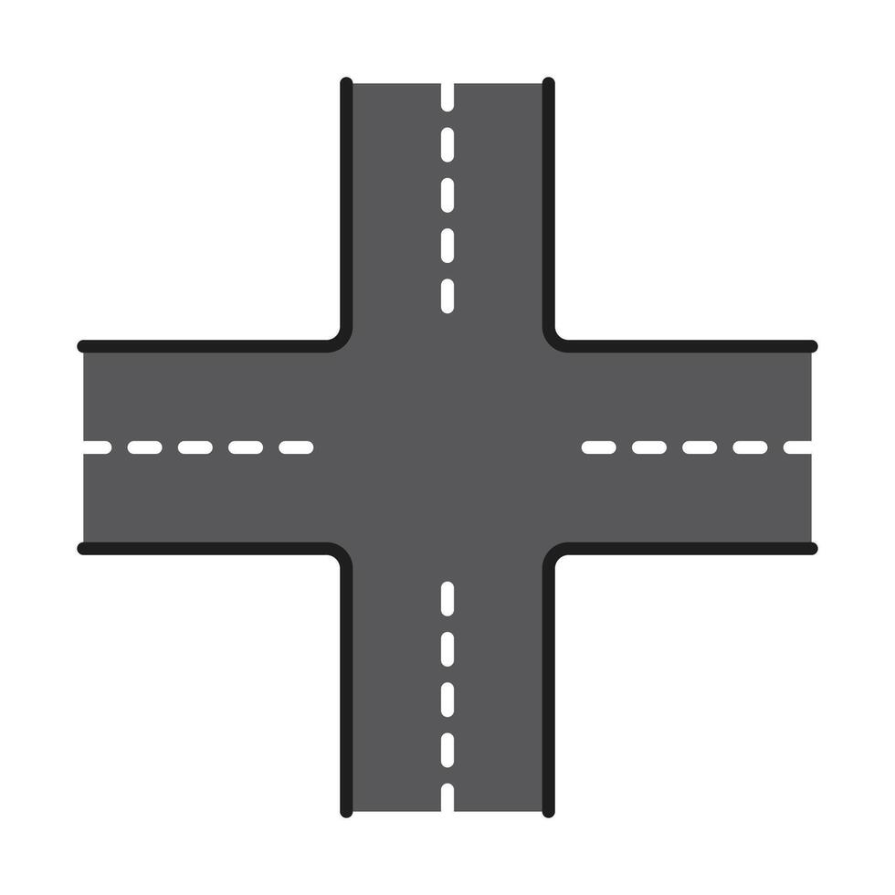 Highway road intersection, traffic crossroad route vector
