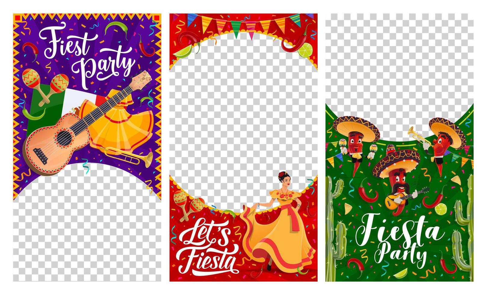 Mexican fiesta social media template banners vector