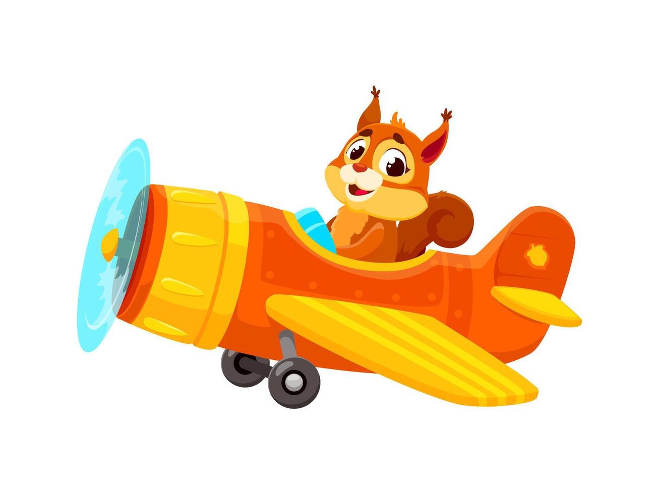 Baby animal character on plane, squirrel pilot vector