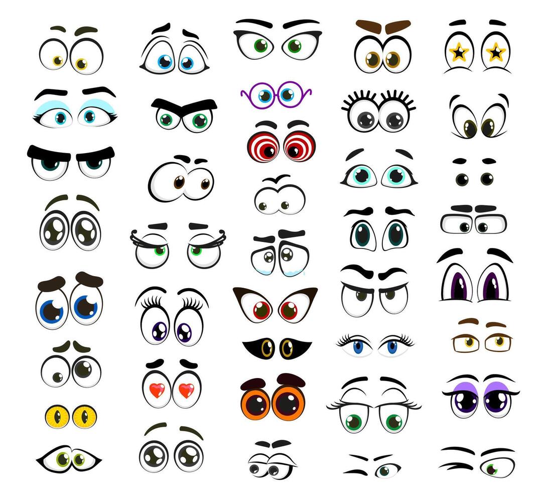 dibujos animados cómic ojos para cara emoji o emoticones vector