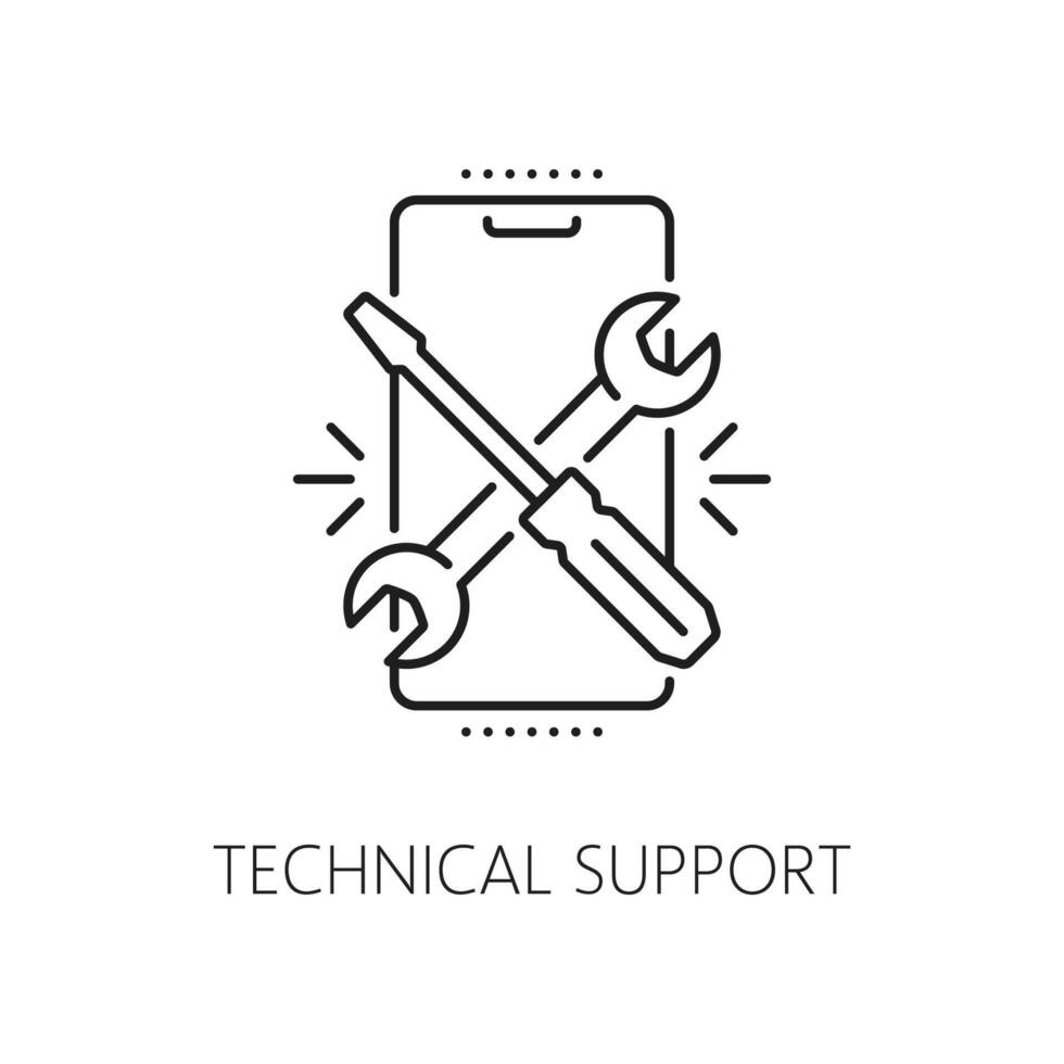 Technical support, web app develop outline icon vector