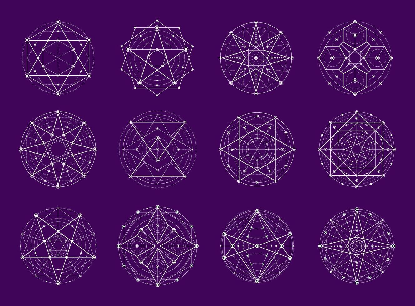 Sacred geometry, esoteric magic or alchemy symbols vector