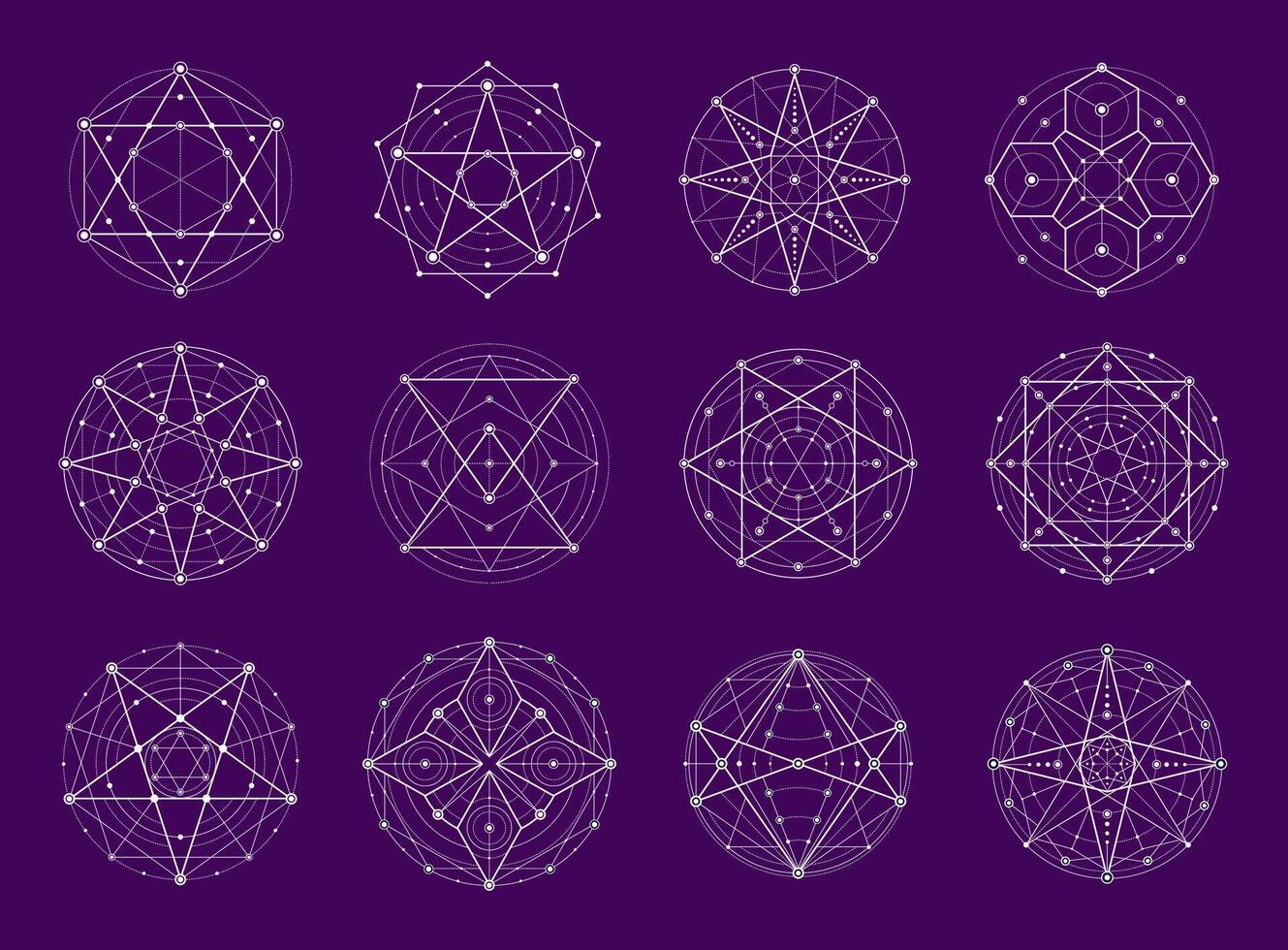 sagrado geometría, esotérico magia o alquimia símbolos vector