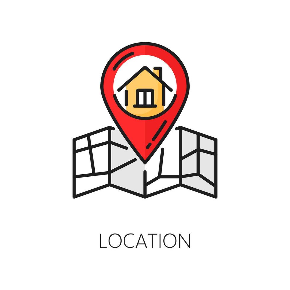 House location map icon for real estate, house vector
