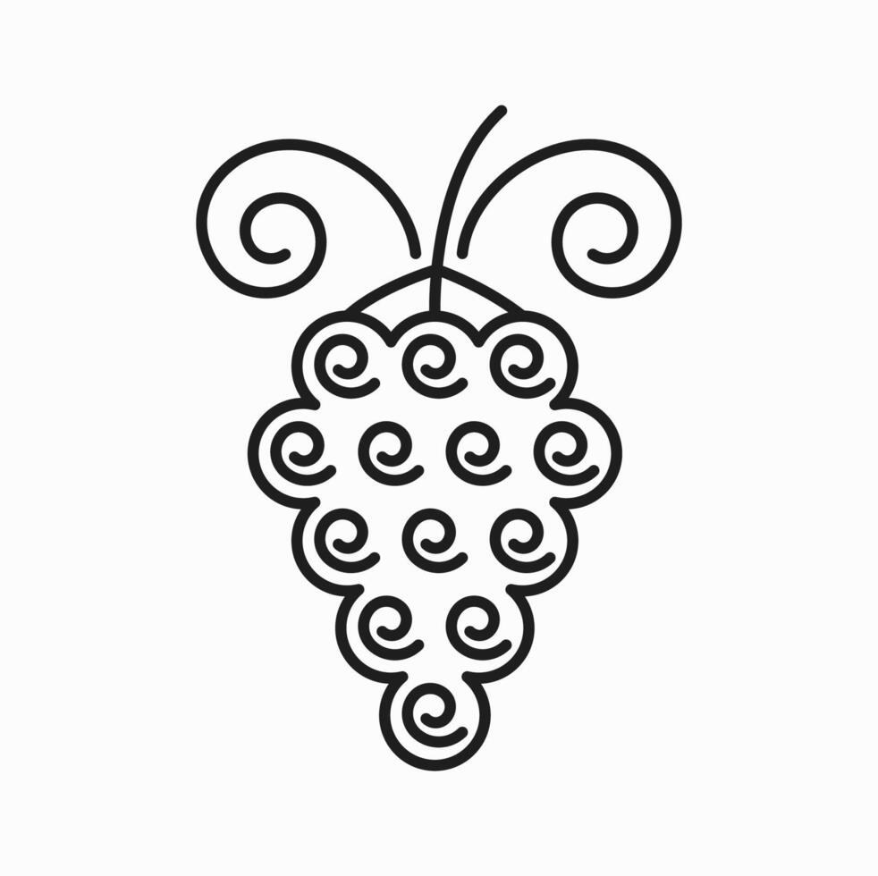Bunch of grape on stem organic, outline decor icon vector