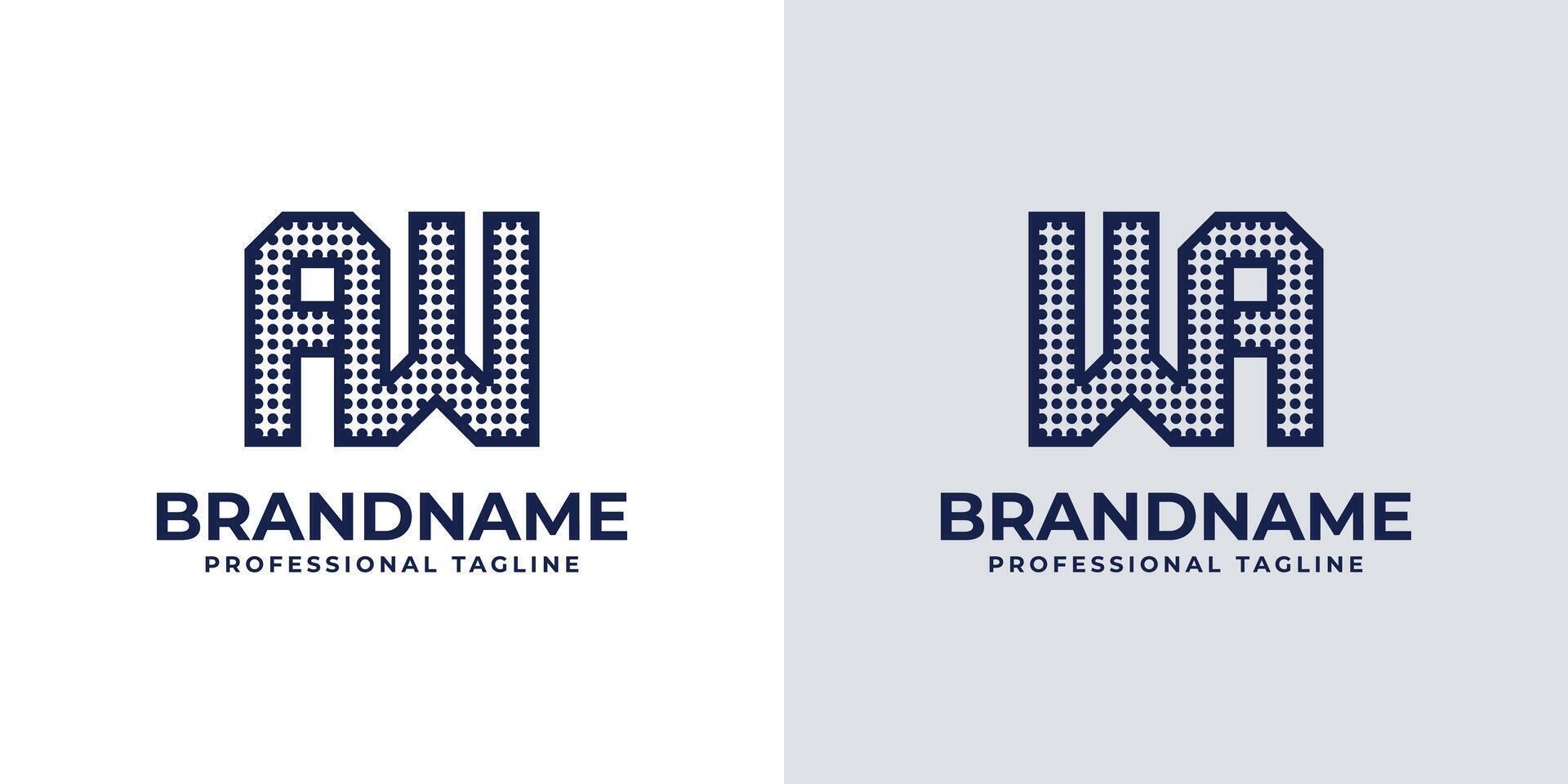 Letters AW and WA Dot Monogram Logo, Suitable for business with AW or WA initials vector