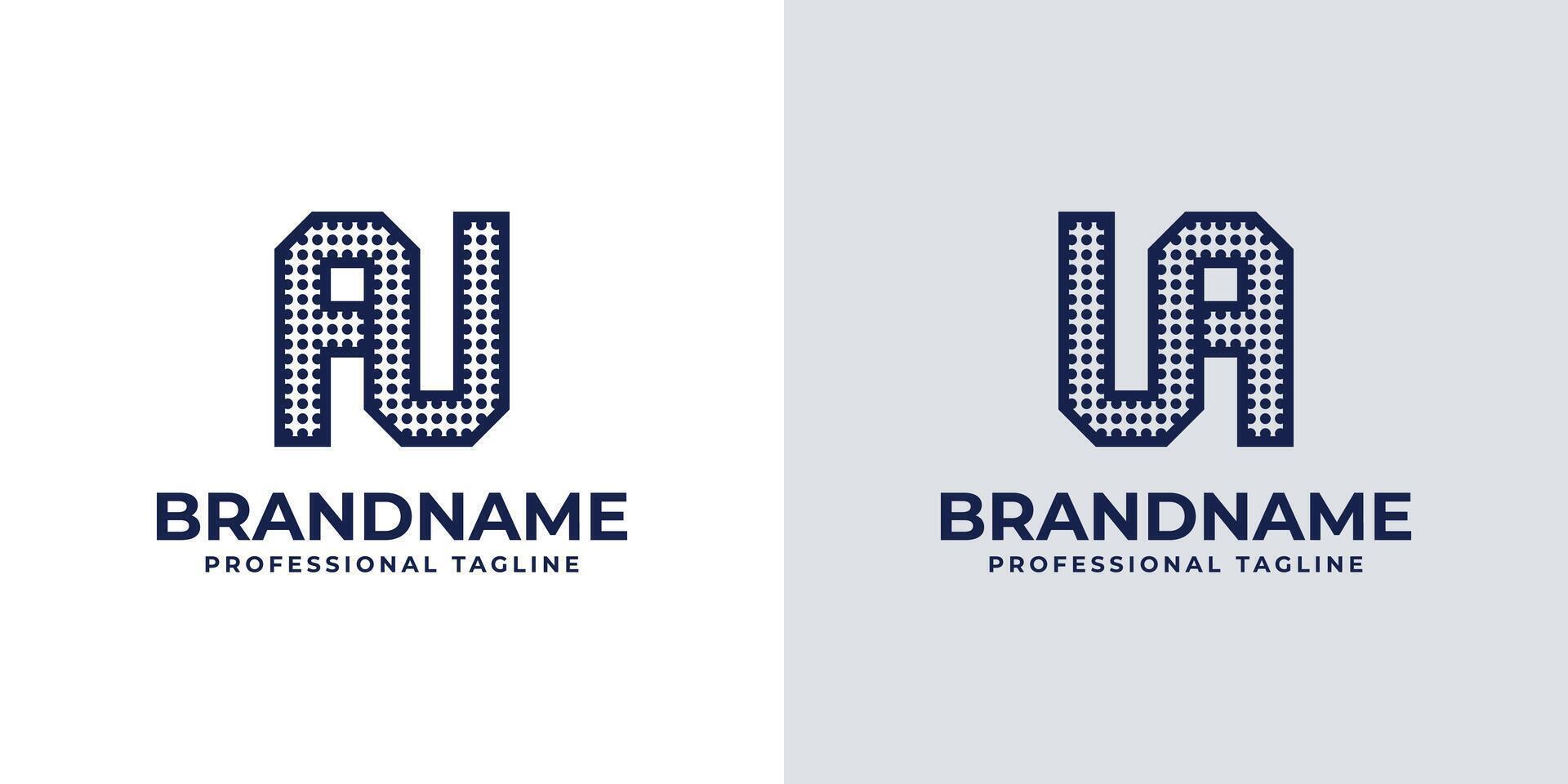 Letters AU and UA Dot Monogram Logo, Suitable for business with AU or UA initials vector