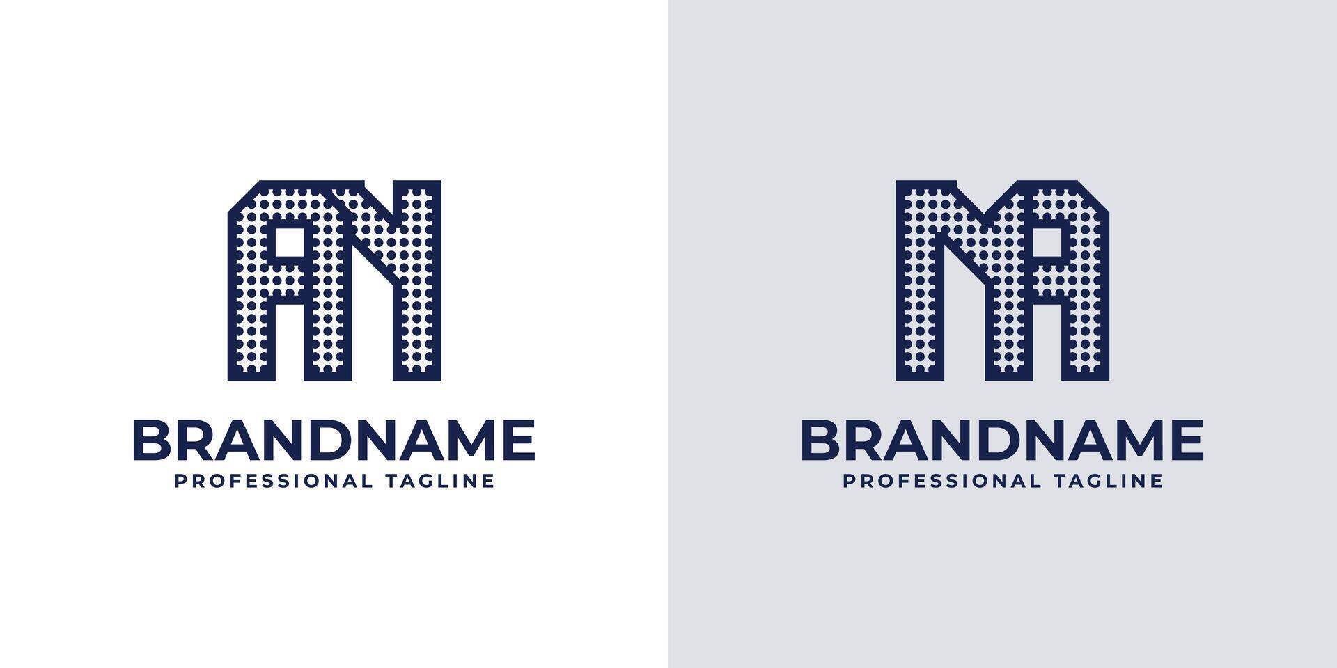 Letters AN and NA Dot Monogram Logo, Suitable for business with AN or NA initials vector