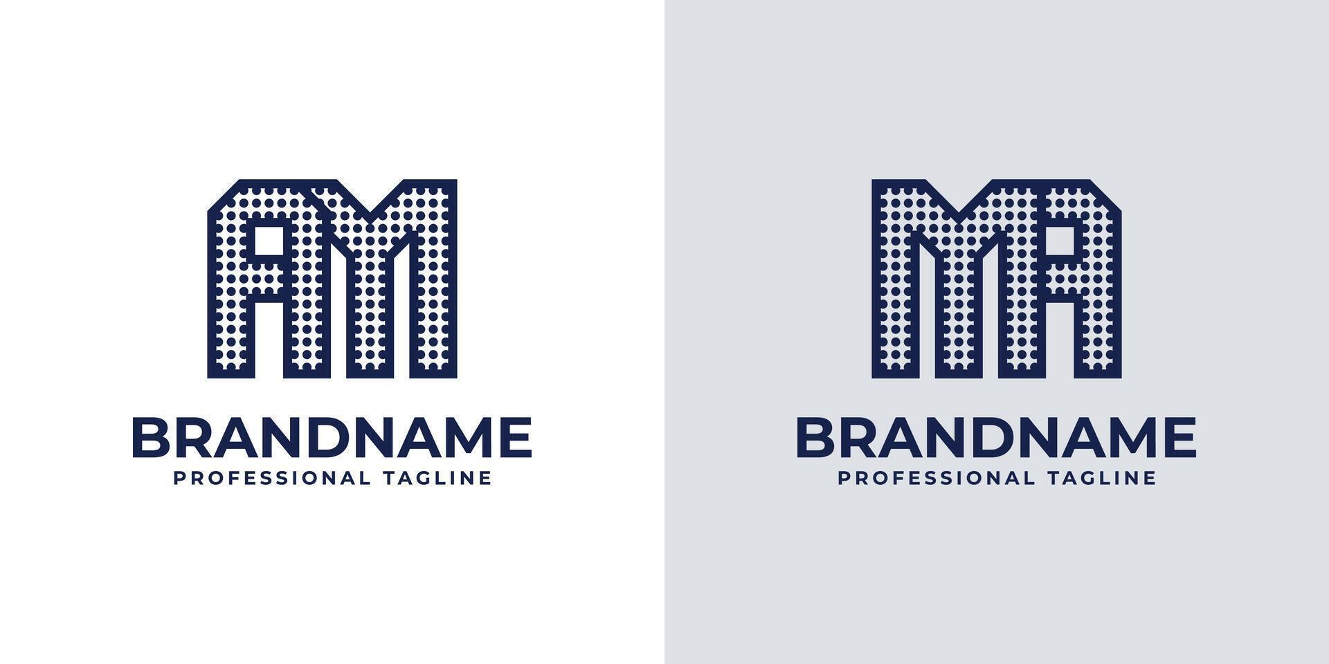 Letters AM and MA Dot Monogram Logo, Suitable for business with AM or MA initials vector