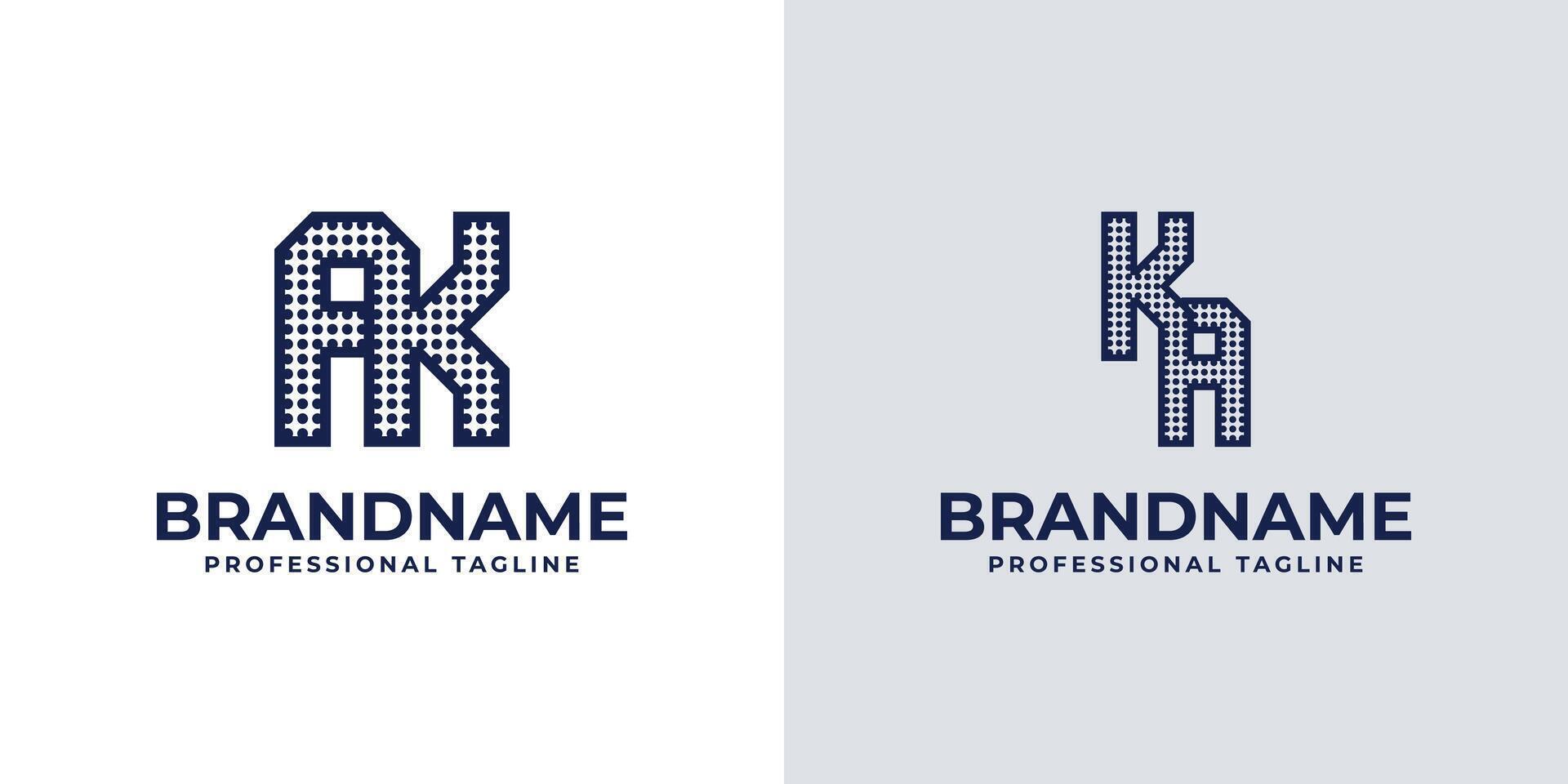 Letters AK and KA Dot Monogram Logo, Suitable for business with AK or KA initials vector