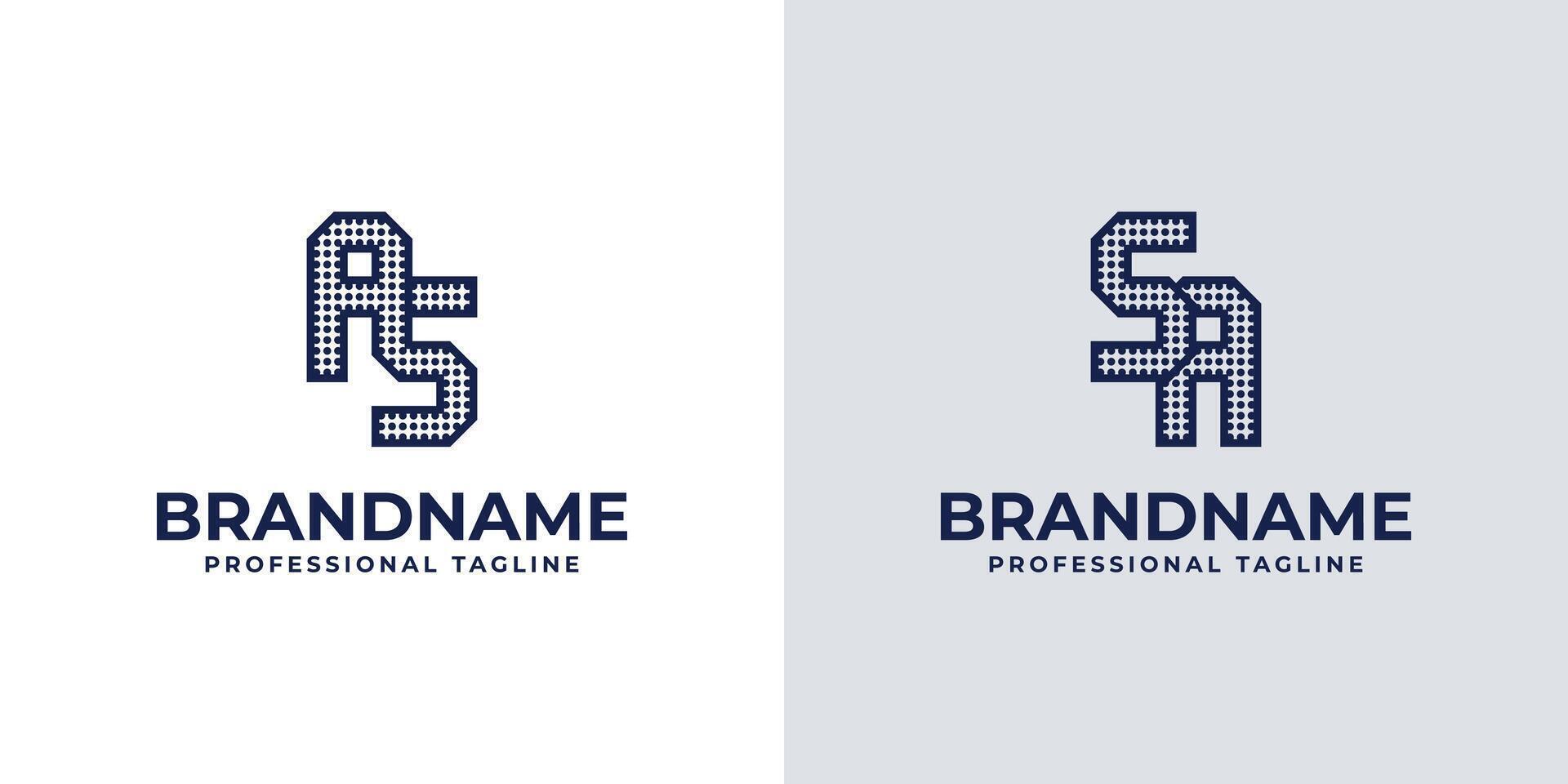 Letters AS and SA Dot Monogram Logo, Suitable for business with AS or SA initials vector