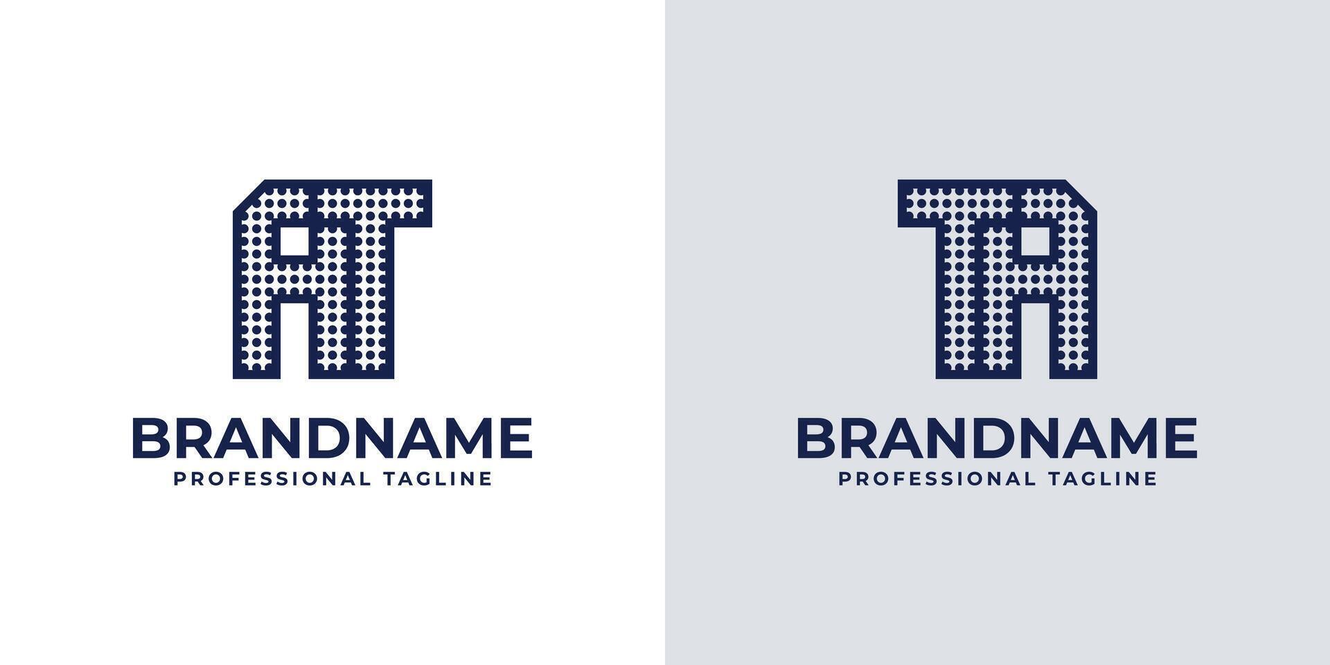 Letters AT and TA Dot Monogram Logo, Suitable for business with AT or TA initials vector