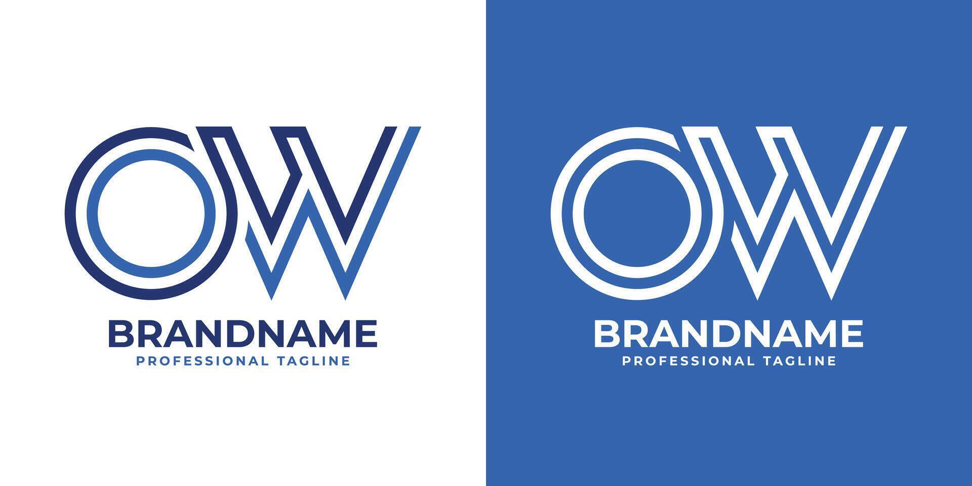 Letters OW Line Monogram Logo, suitable for business with OW or WO initials vector