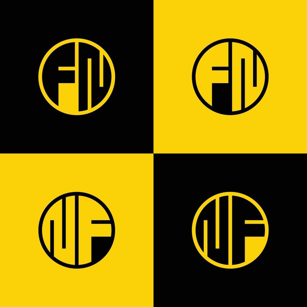 Simple FN and NF Letters Circle Logo Set, suitable for business with FN and NF initials vector