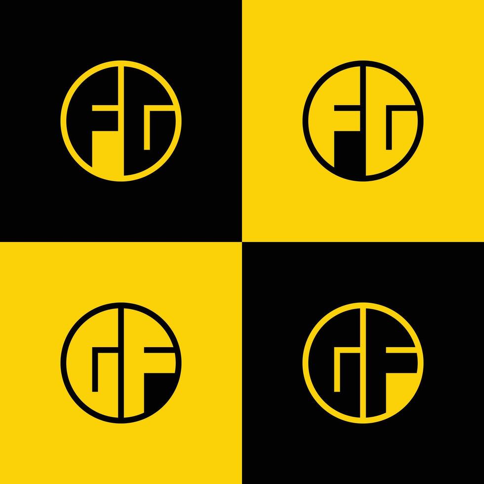 Simple FG and GF Letters Circle Logo Set, suitable for business with FG and GF initials vector