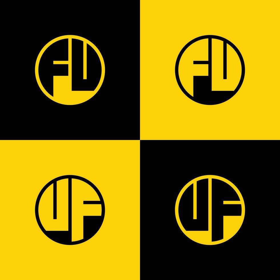 Simple FU and UF Letters Circle Logo Set, suitable for business with FU and UF initials vector