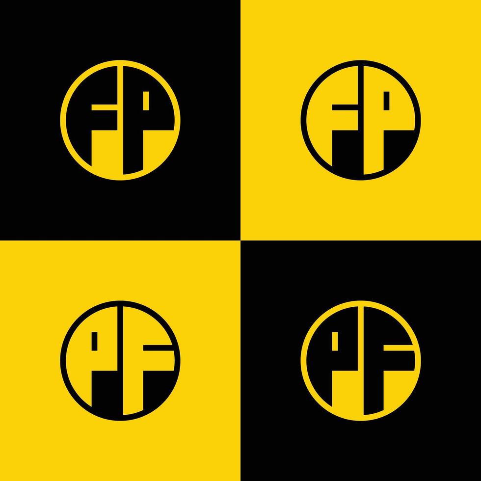 Simple FP and PF Letters Circle Logo Set, suitable for business with FP and PF initials vector