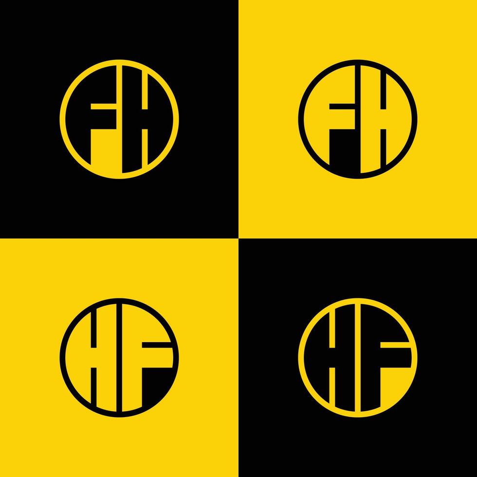 Simple FH and HF Letters Circle Logo Set, suitable for business with VH and HV initials vector