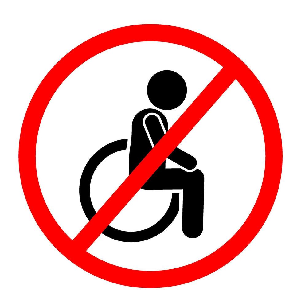 Disabled person sign. No disabled person symbol. Vector illustration.