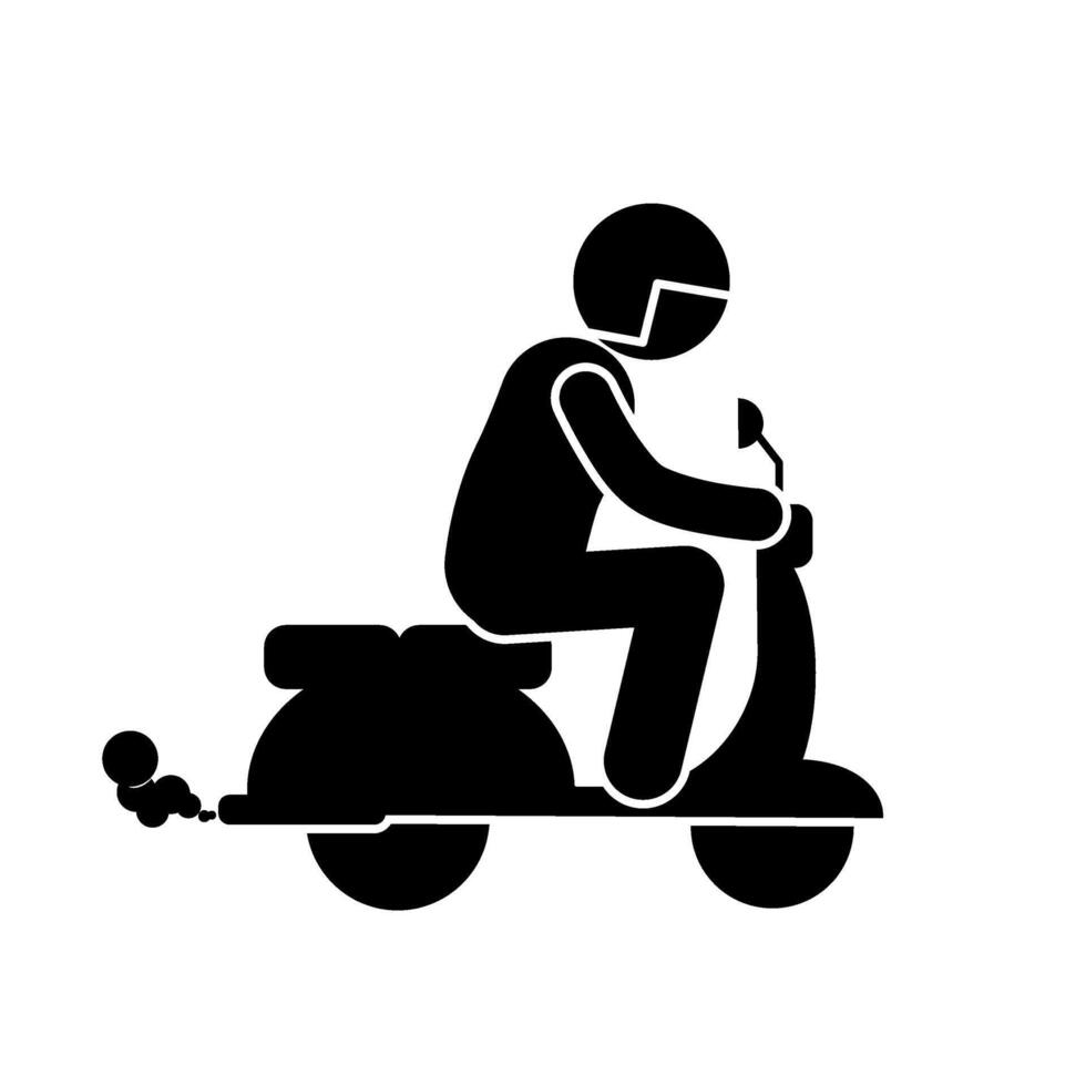 Man riding a scooter icon. Simple illustration of man riding a scooter vector icon for web