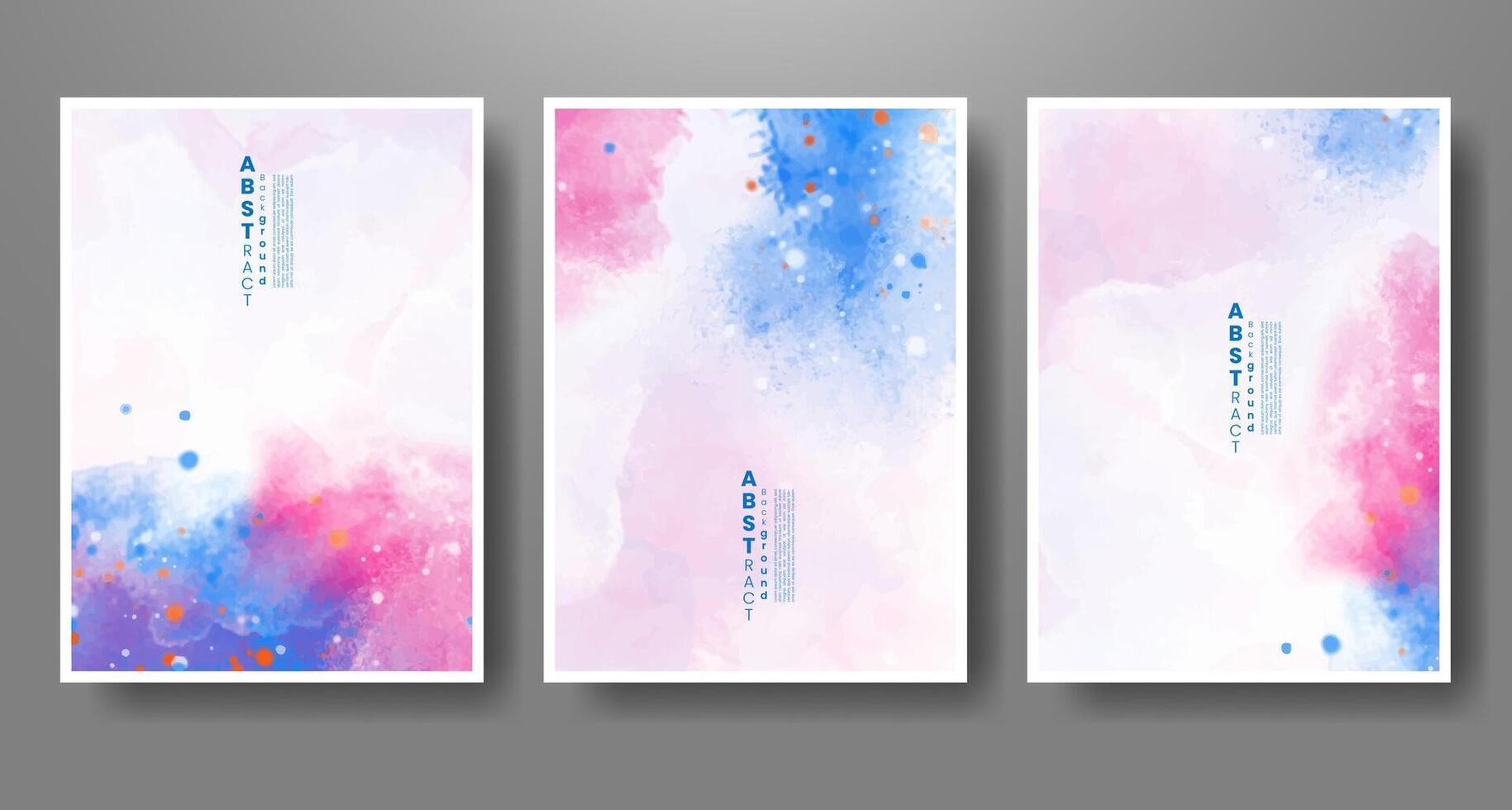 Set of creative hand painted abstract watercolor background. Design for your cover, date, postcard, banner, logo. vector