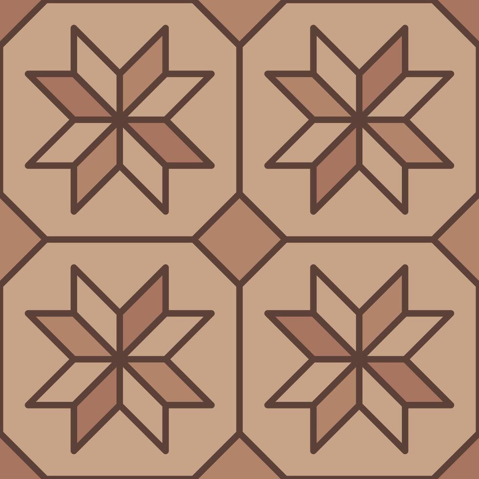 Brown pavement top view pattern, stars or flowers vector