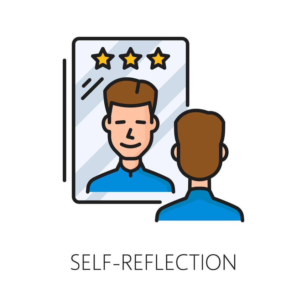 Self reflection psychological disorder linear icon vector