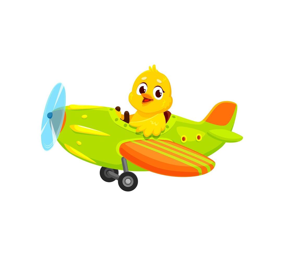 dibujos animados bebé polluelo animal personaje en avión vector