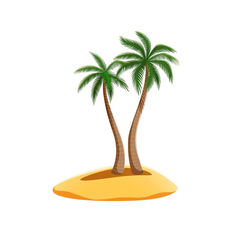 Cartoon pirate island with palm trees and sand vector
